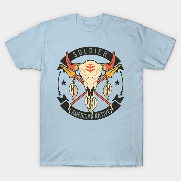 Native American Soldier Badge Design T-Shirt by teespotfashions